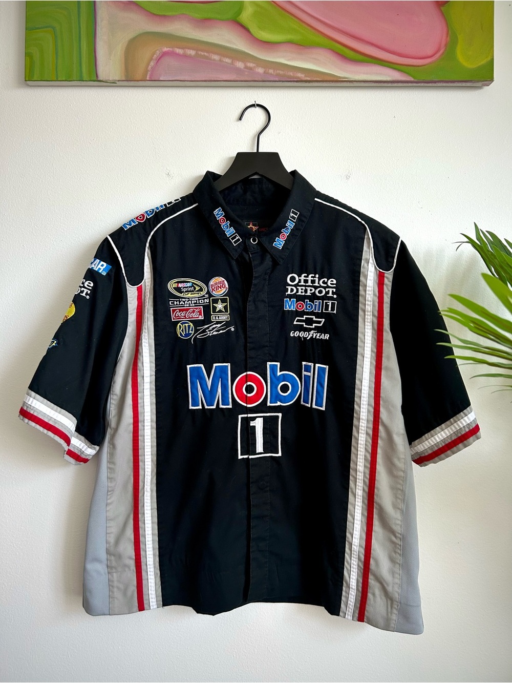 Vintage Y2K Jeff Hamilton Mobil 1 Racing Shirt